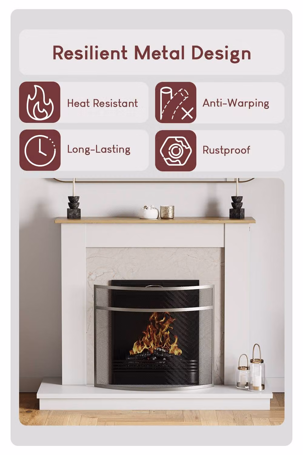Buckton Fire Vida Fireplace Shield Protector in Grey Nickel – 2
