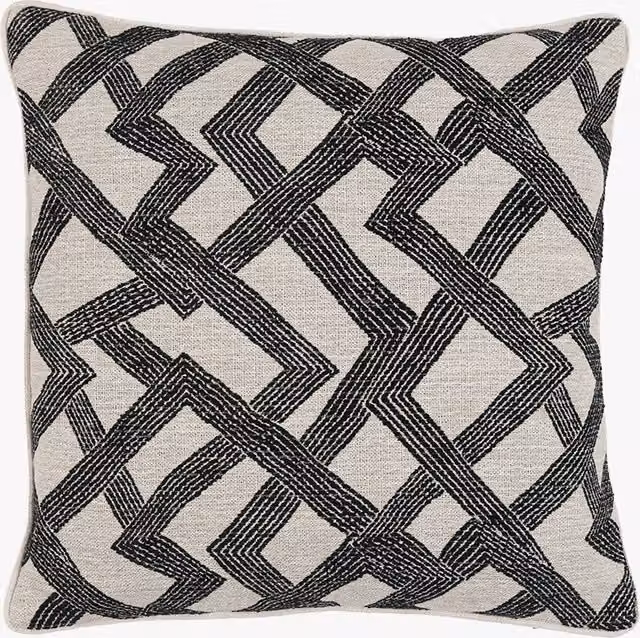 Perch & Parrow Cairo Jacquard Square Cushion in Slate Grey and White