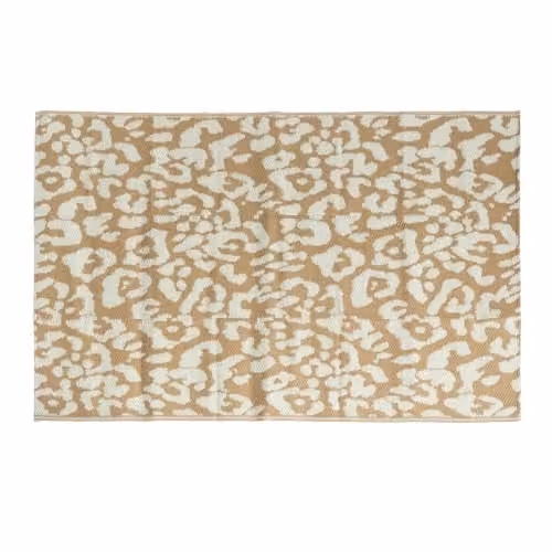 OHS Waterproof Leopard Print Outdoor Rug, Reversible Non-Slip Garden Mat in Beige, W: 160 cm, D: 230 cm