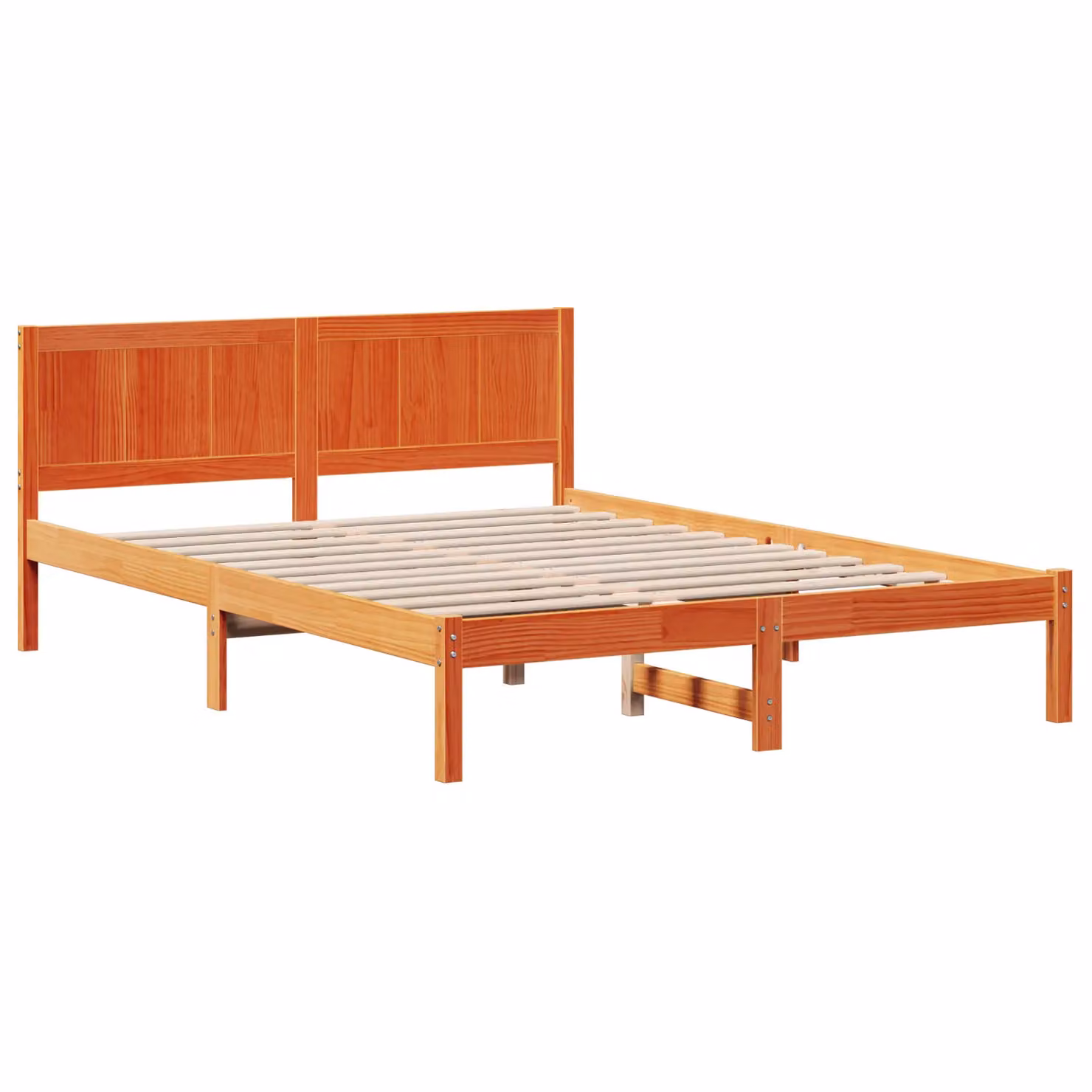 Berkfield Home Wax Brown Solid Pine Wood Bed Frame W/D/H: 160 x 200 cm – 2