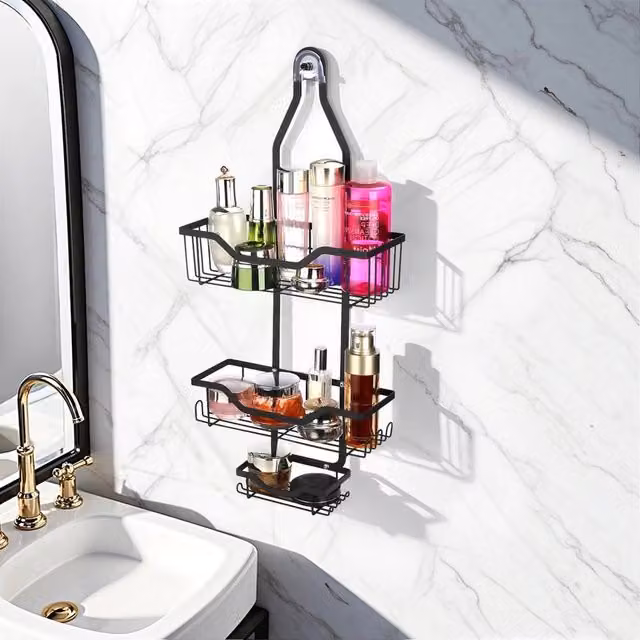 EONLION 3-Tier Over-Door Shower Caddy Rack in Black – 1