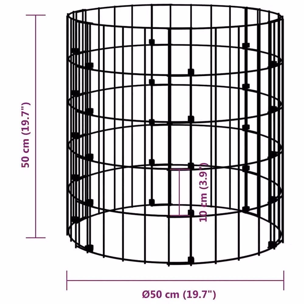 Berkfield Home Durable Circular Galvanised Steel Gabion Post, Silver, W/D/H: 50 x 50 x 50 cm – 4