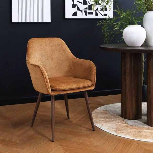 Home Garden Direct Muse Accent Chair in Orange Woven Fabric with Metal Frame