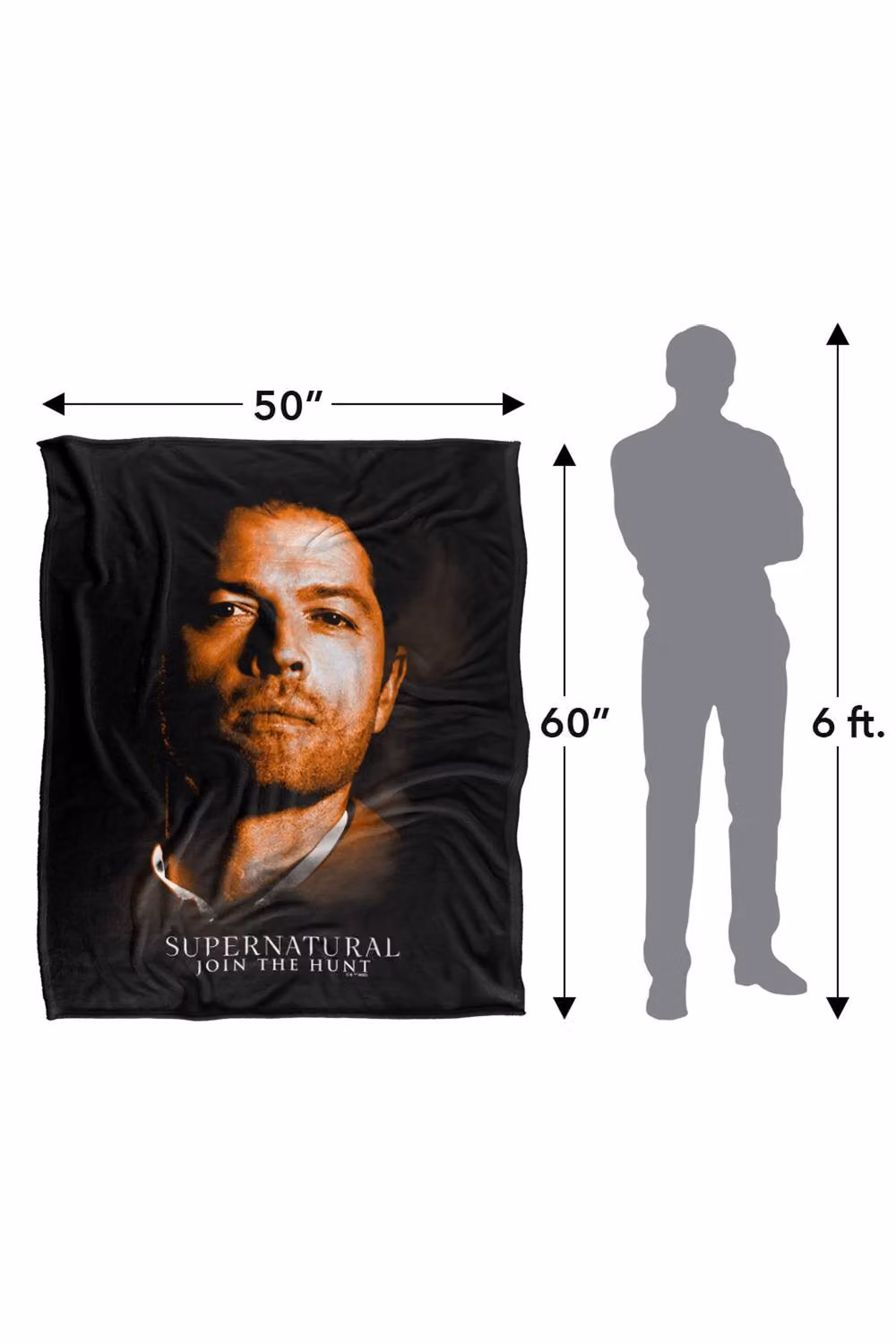 Warner Bros. Supernatural Castiel Portrait Silky Touch Super Soft Fleece Throw Blanket, Multicolour, W/D/H: 91 x 147 cm – 7