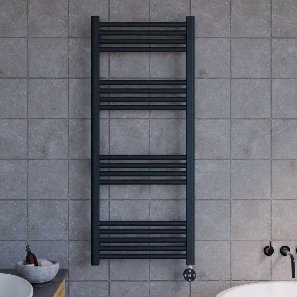 Balterley Electric Round Tube Towel Rail with 17 Bars, W: 50 cm, H: 120 cm, Anthracite Grey – 2
