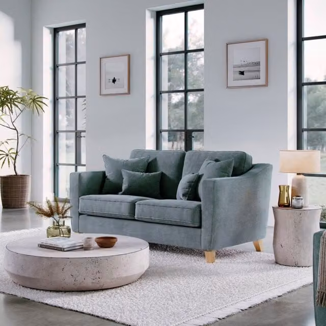 The Great Sofa Company Jackson 2 Seater Blue Fabric Upholstered Sofa