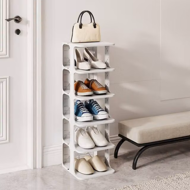 Costway 6-Tier Modern Stackable Plastic Shoe Rack in White – 1
