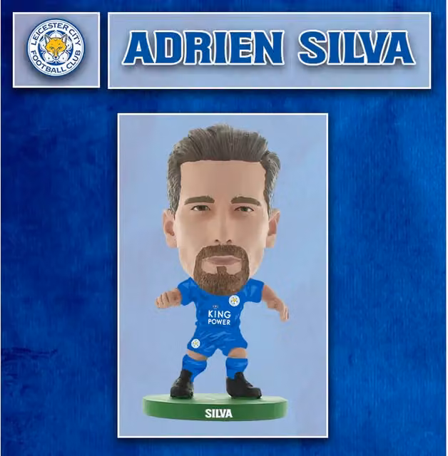 SoccerStarz Adrien Silva Leicester City Home Kit Classic Mini Figure, Blue, Height: 5 cm