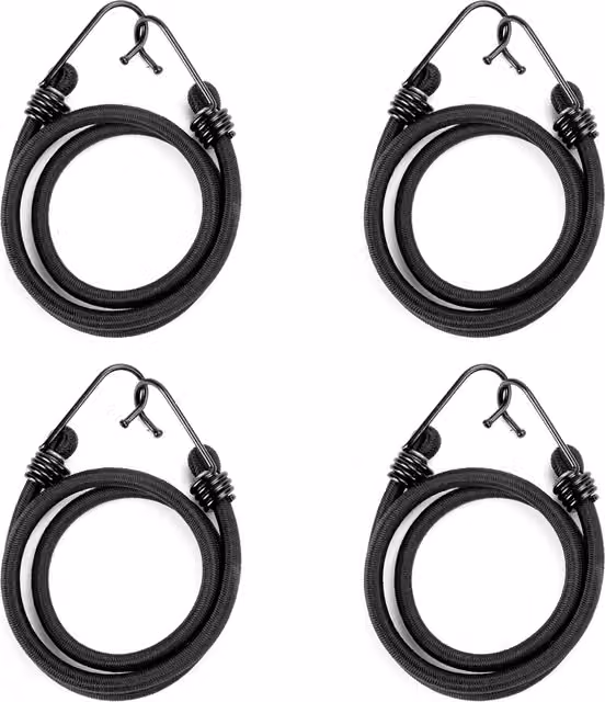 Sola 12 Pack Heavy Duty Black Bungee Cords with Steel Hooks, 8mm Elastic Luggage Straps, Length: 130 cm