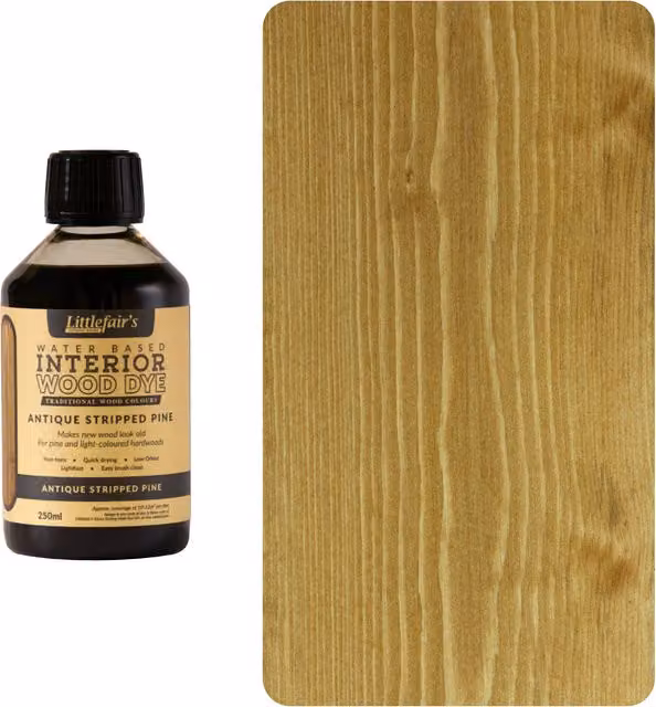 Littlefair's Water Based Wood Stain in Antique Stripped Pine Yellow, 15ml