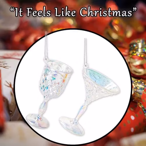 VFM e-Store Wine Martini Christmas Tree Hanging Glass Ornaments, Multicolour, Diameter: 10.5 cm – 7
