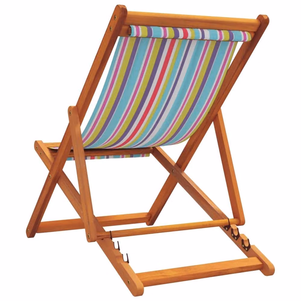 Berkfield Home Set of 2 Multicolour Folding Beach Chairs with UV-Resistant Polyester Fabric and Treated Hardwood Frames – 2