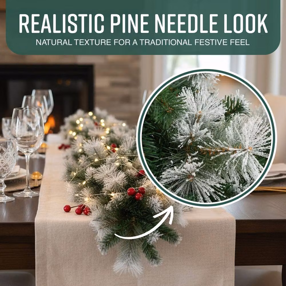 Globrite Snow-Tipped Pine Christmas Garland in White and Green – 3