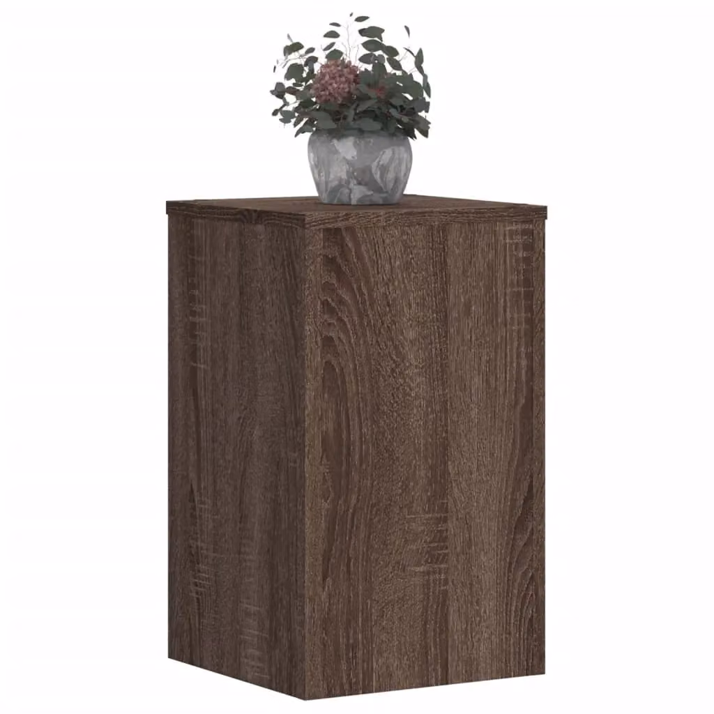 Berkfield Home Set of 2 Modern Brown Oak Plant Stands, W/D/H: 30 x 30 x 50 cm – 3