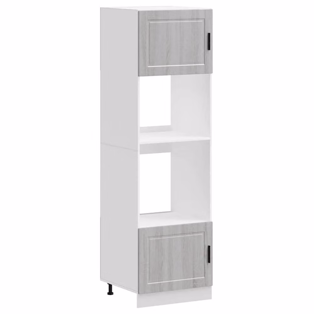 Berkfield Home Porto Grey Sonoma Tall Kitchen Oven Cabinets, 2 Piece Set, W/D/H: 60 x 57 x 207 cm