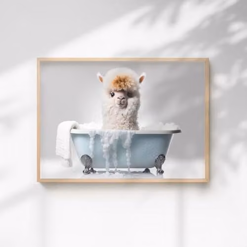 60 Second Makeover Baby Alpaca Quirky Animal Print Paper Poster, A3, Multicolour
