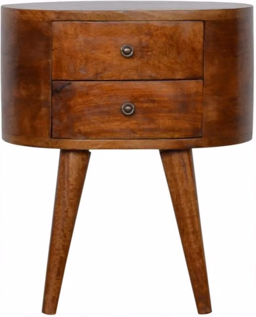 KDMK Mango Wood Bedside Table in Brown and Orange