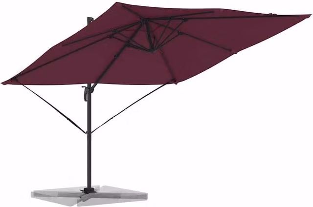 Berkfield Home Roma Cantilever Garden Parasol in Bordeaux Red, Aluminium, W/D/H: 286 x 285 x 265 cm