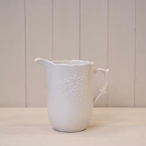 Four Candle White Multicolour Ceramic Heart Design Jug, Height: 19 cm – 1