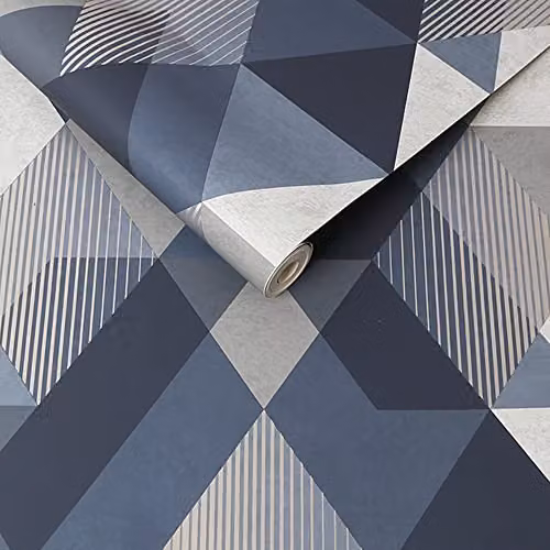 Graham & Brown Sublime Navy Decadence Diamond Geometric Abstract Wallpaper in Blue – 3