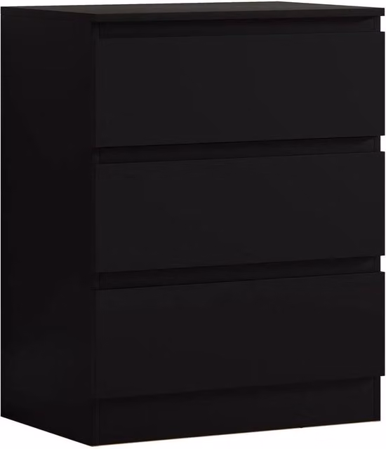 VOGREX Matt Black 3 Drawer Chest of Drawers for your Bedroom