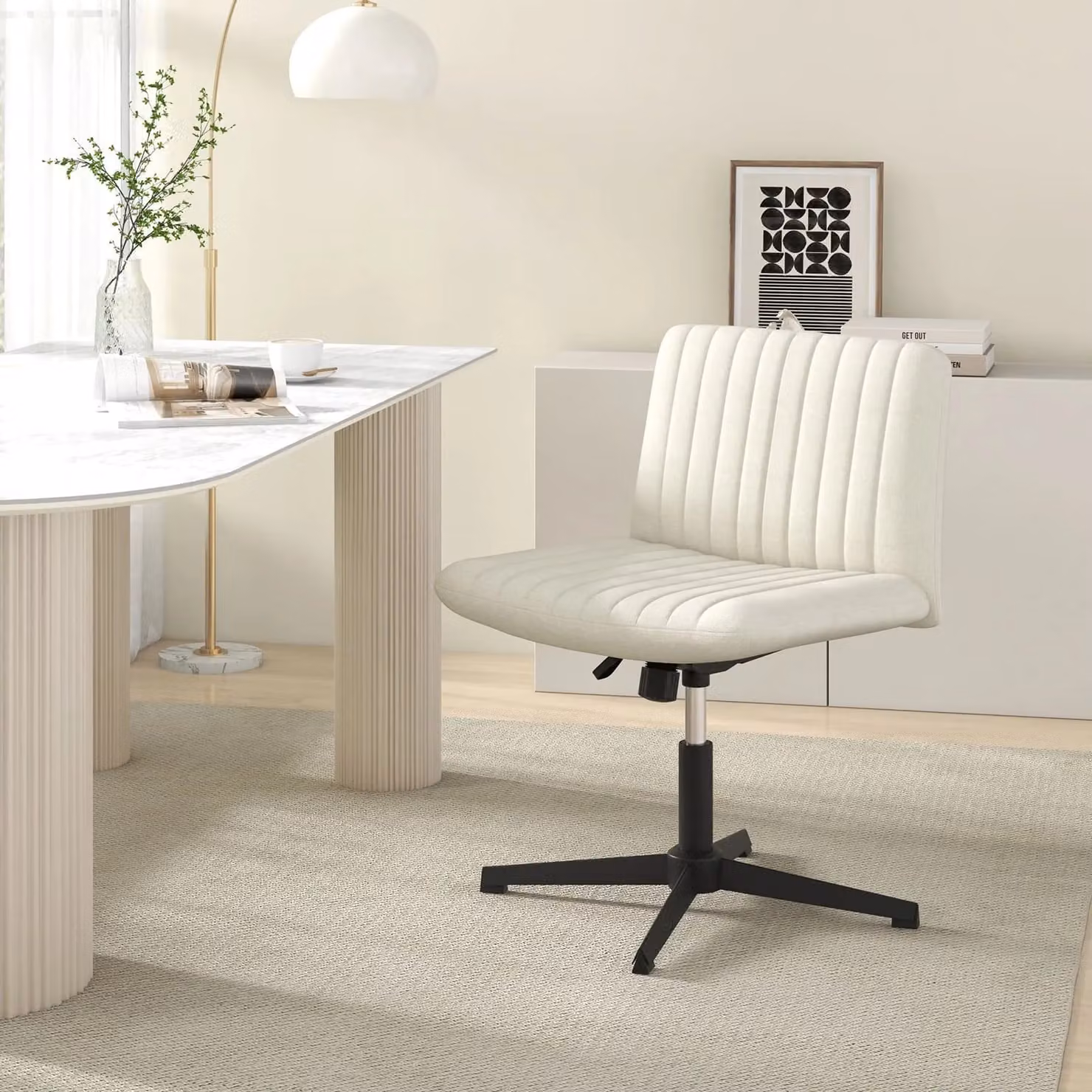 Costway Beige Criss Cross Legged Rocking Chair with 120 Degree Recline and Adjustable Height – 2