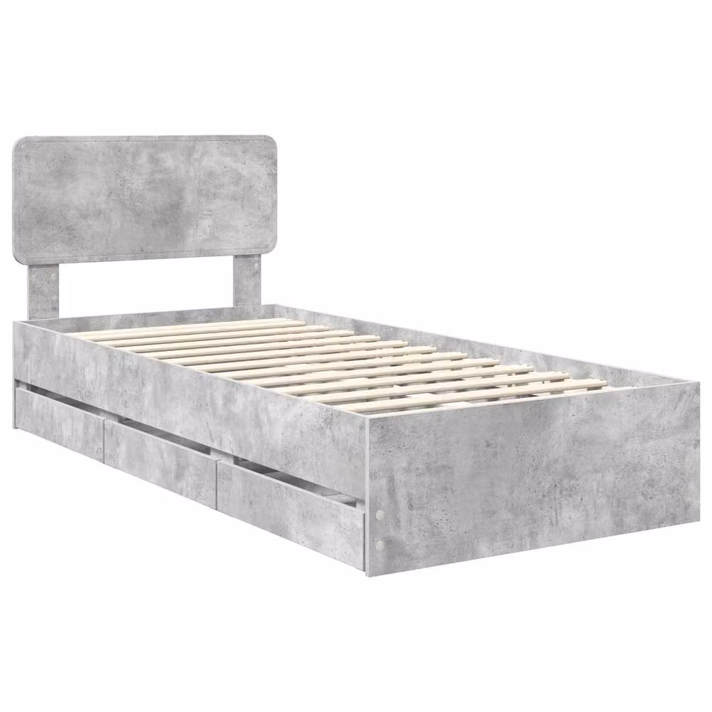 Berkfield Home Modern Bed Frame with Drawers in Concrete Grey, Engineered Wood, W/D/H: 90 x 200 cm – 2