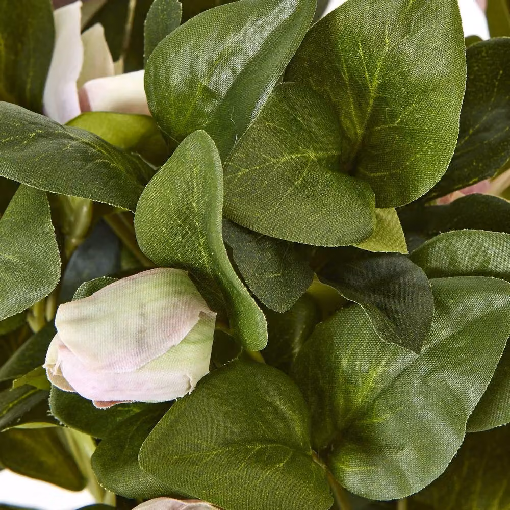Wyld Haus Variegated Pink Hellebore Artificial Plant in a Grey Ceramic Pot, H 41 cm x W 33 cm x D 33 cm – 6
