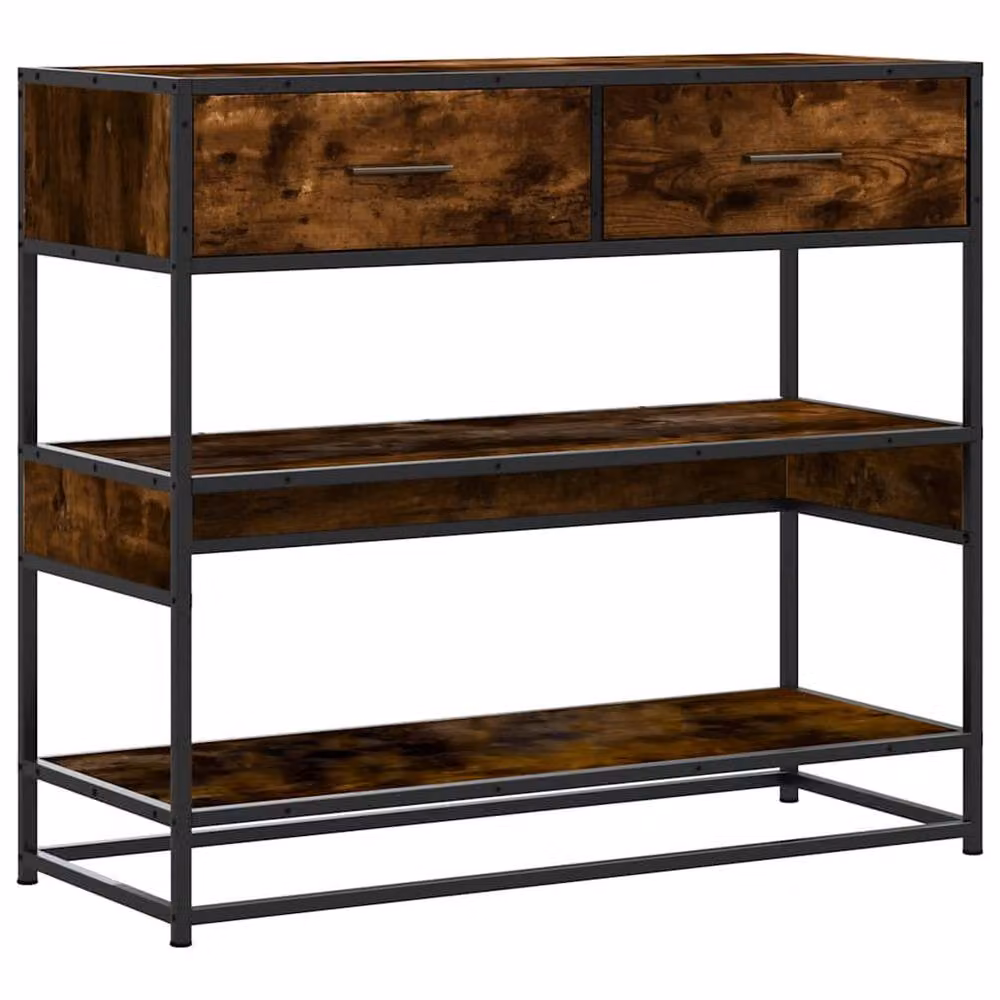 Berkfield Home Decorative Console Table in Smoked Oak Brown, W/D/H: 90 x 35 x 80 cm – 2