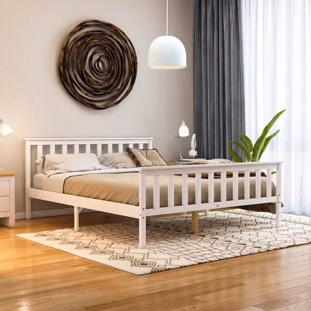 Vida Designs Milan Rustic Solid Wood High Foot End Bed in White, 180 x 200 cm