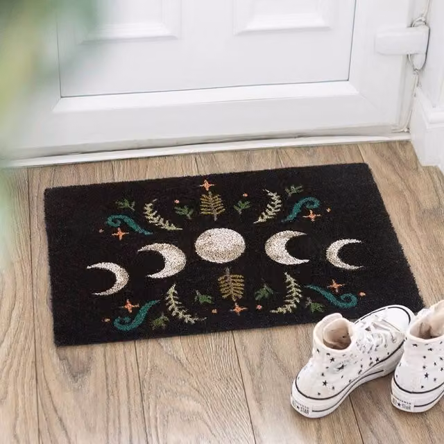 Uniqueful Black Dark Forest Moon Phase Doormat, Width: 100 cm