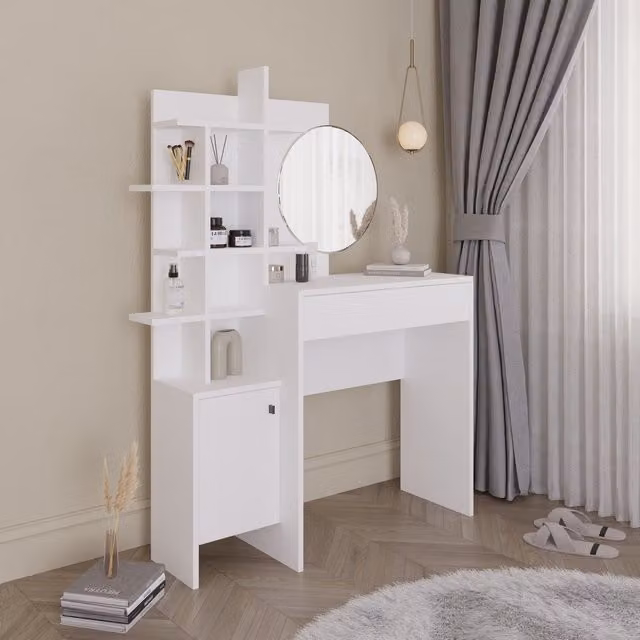 GFW Freyja Modern Rectangular Dressing Table in White