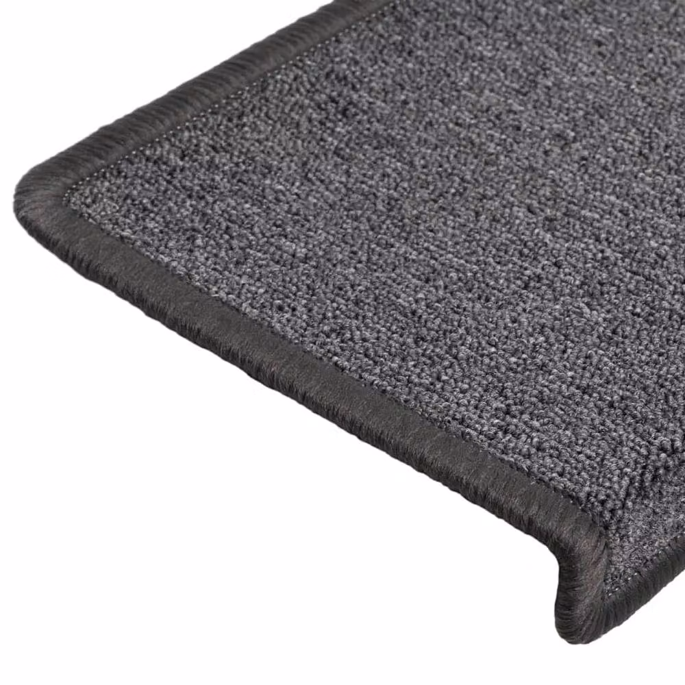 Berkfield Home Decorative Carpet Stair Treads, 15 Pieces, Dark Grey, W: 65 cm, D: 21 cm, H: 4 cm – 4