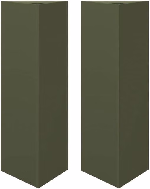 Berkfield Home Garden Triangular Steel Planters, 2 Pack, Green, W: 30 cm, D: 26 cm, H: 75 cm