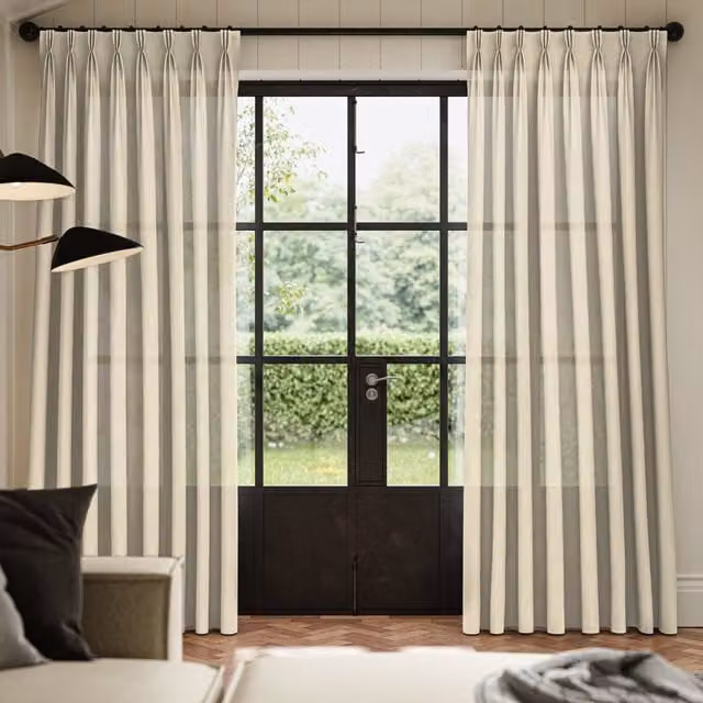 Ante Decor Karrika No Joins Sheer Made To Measure Curtains in Wheat Beige