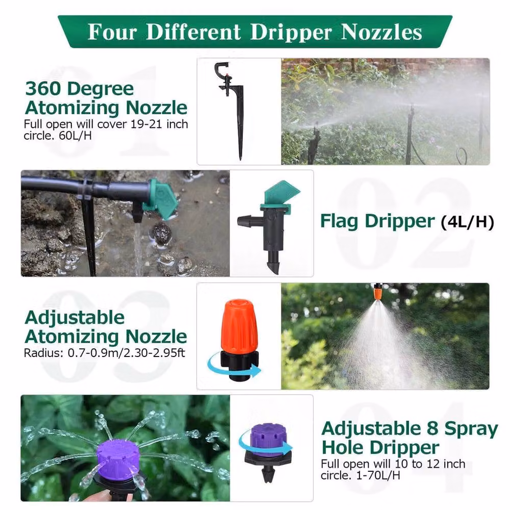 NESTLUNE 30m Automatic Drip Irrigation Self Watering Hose Kit with Timer, Black – 3