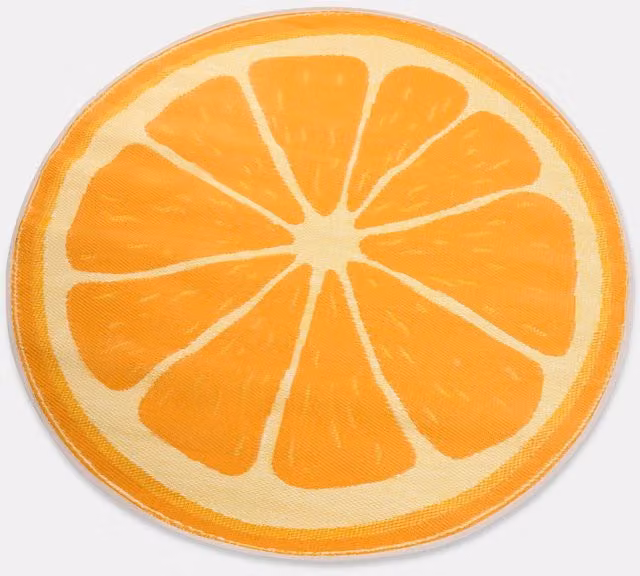 OHS Orange Waterproof Round Outdoor Rug for Garden and Terrace