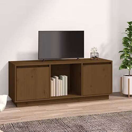 vidaXL Modern TV Cabinet in Honey Brown Solid Pine Wood, W/D/H: 110.5 x 35 x 44 cm – 2