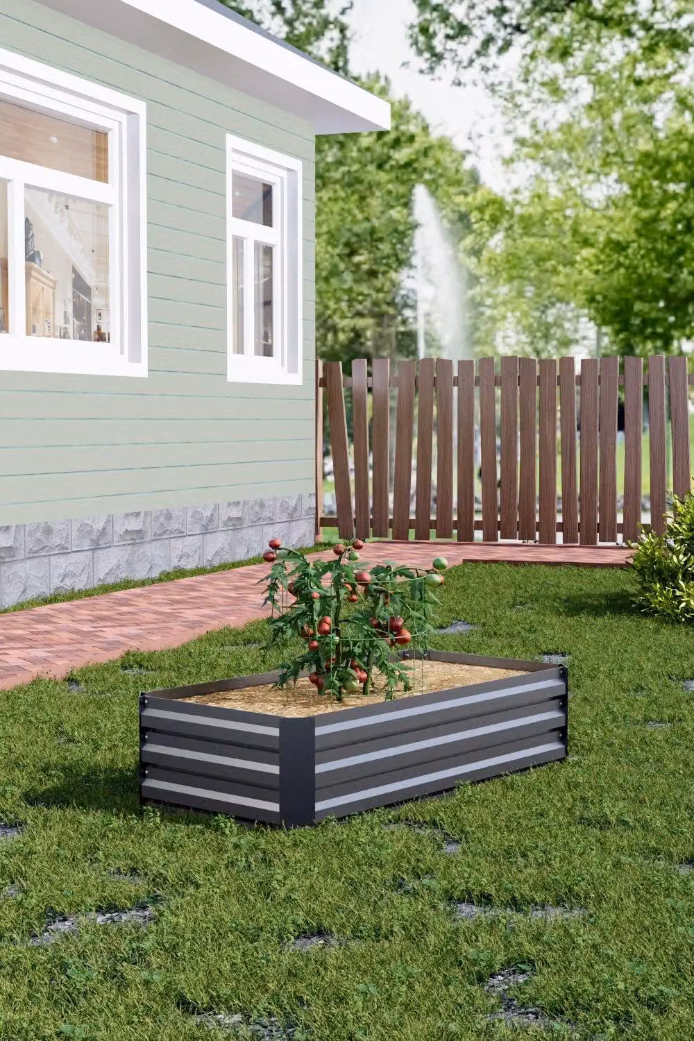 H&O Direct Grey Galvanised Steel Raised Garden Bed Planter Box W: 100 cm, D: 60 cm, H: 30 cm – 2