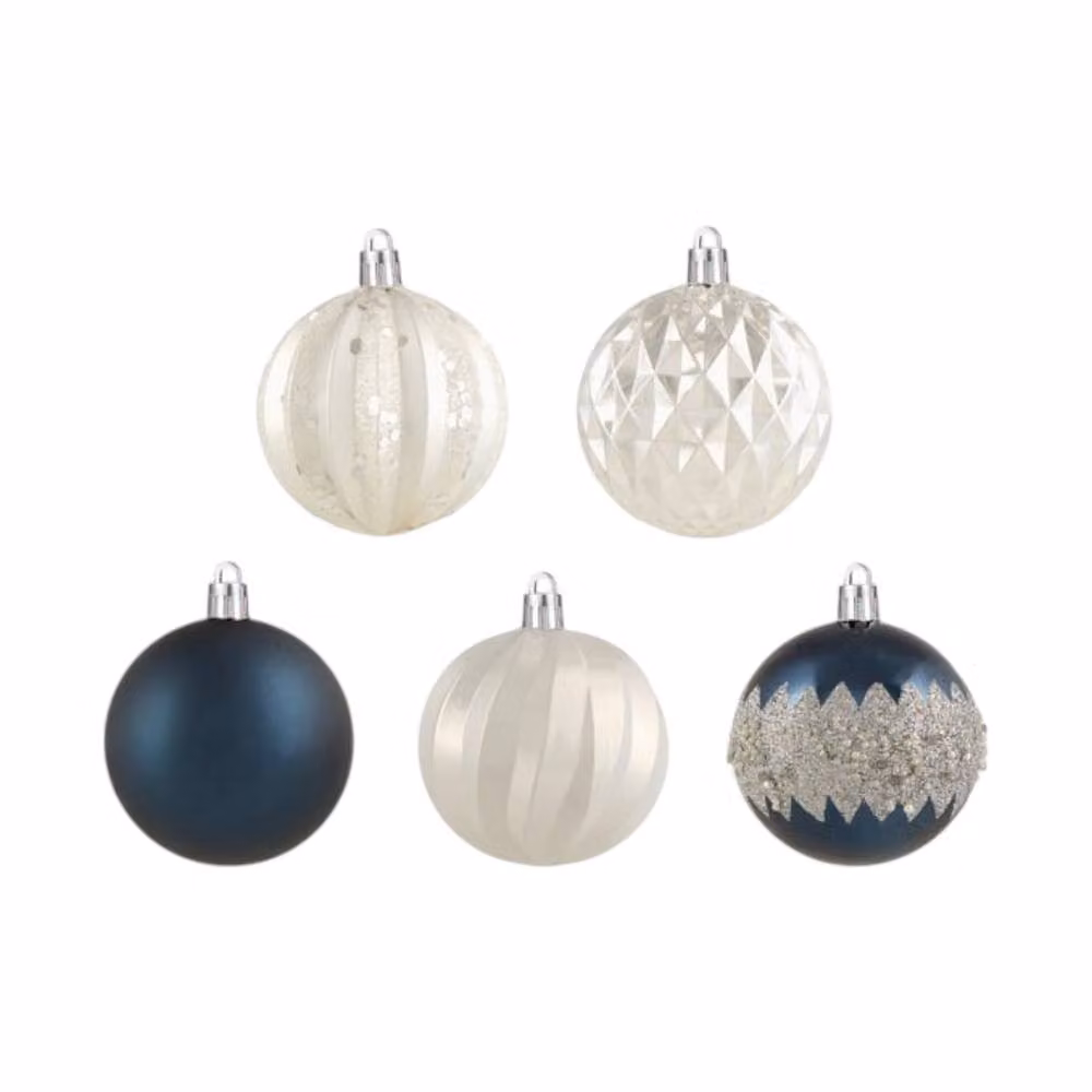 Garden Greatness 35 Pack of Blue Hanging Frosted Round Baubles – 3