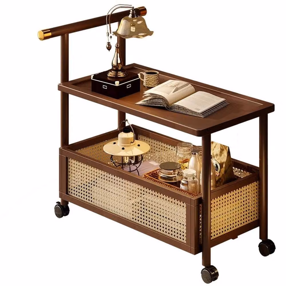 FORGEVIO Adjustable Height Mobile Laptop Desk with Castors in Brown – 3