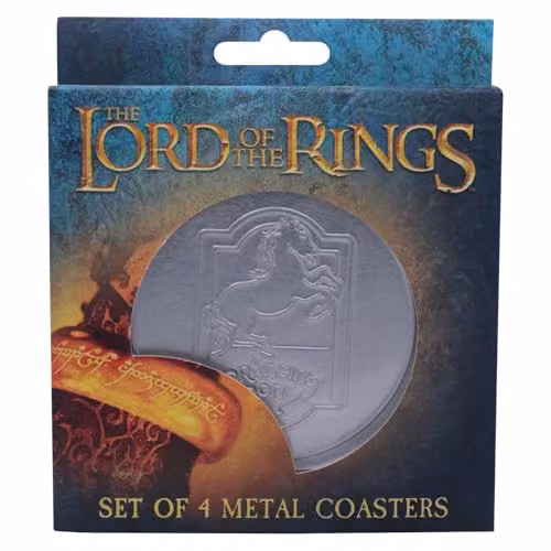 Fanattik Lord of the Rings Set of 4 Round Embossed Metal Coasters in Silver with Non-Slip Cork Base – 3