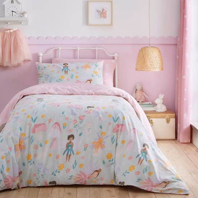 Charlotte Thomas Fairyland Reversible Duvet Cover and Pillowcase Set, Pink, Cotton and Polyester, Oeko-Tex Standard 100