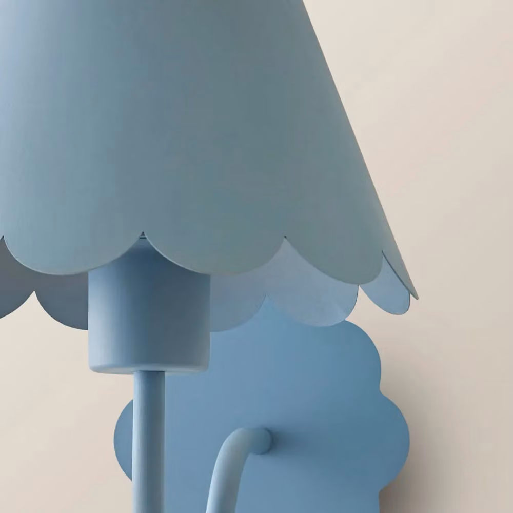 ValueLights Hattie Rechargeable Metal Scalloped Edge Wall Light in Blue – 3