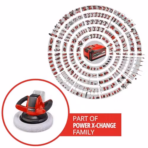 Einhell Power X-Change 18V Cordless Car Polisher and Buffer, Red, 2500 RPM – 2