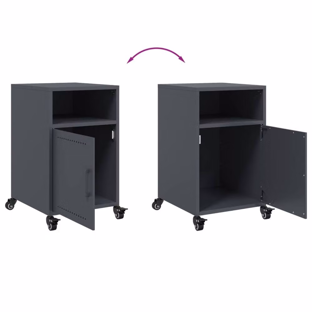 Berkfield Home Set of 2 Anthracite Steel Bedside Cabinets, W/D/H: 36 x 39 x 59 cm – 3