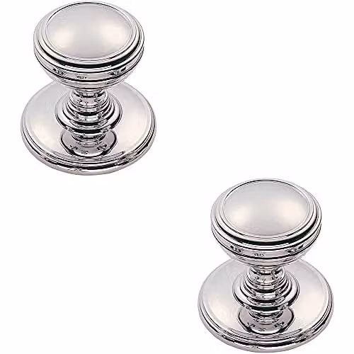 Loops 2 Pack Ringed Tiered Cupboard Door Knobs in Polished Chrome, 38mm Diameter