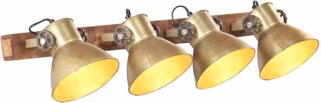 Berkfield Home Industrial Wall Lamp in Brass and Wood, W/H: 90 x 25 cm, E27