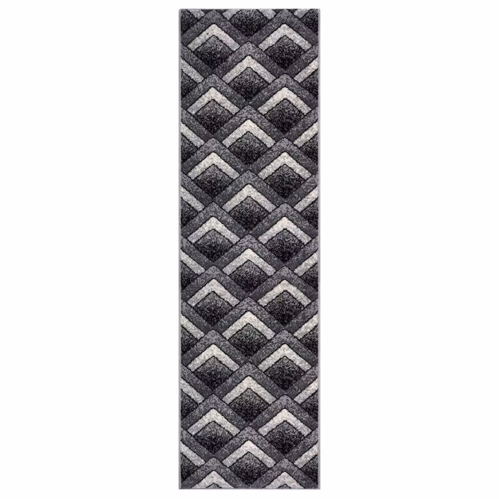 Bravich LTD Modern Zigzag Grey Hallway Runner Rug, Non-Slip Low Pile Polypropylene Carpet, W: 60 cm, L: 150 cm – 3