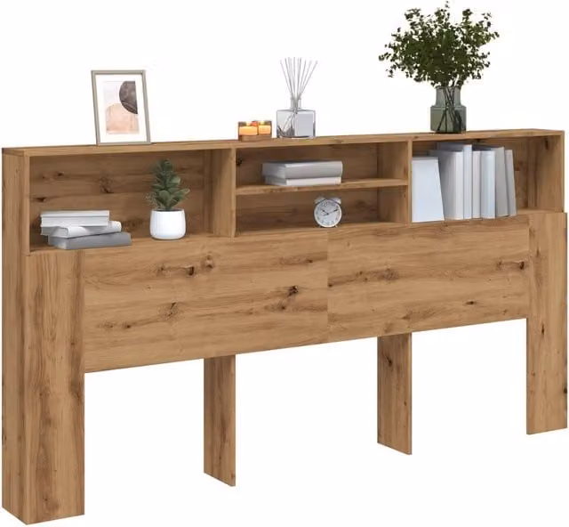 Berkfield Home Artisan Oak Headboard Cabinet in Brown, W/D/H: 200 x 19 x 103.5 cm